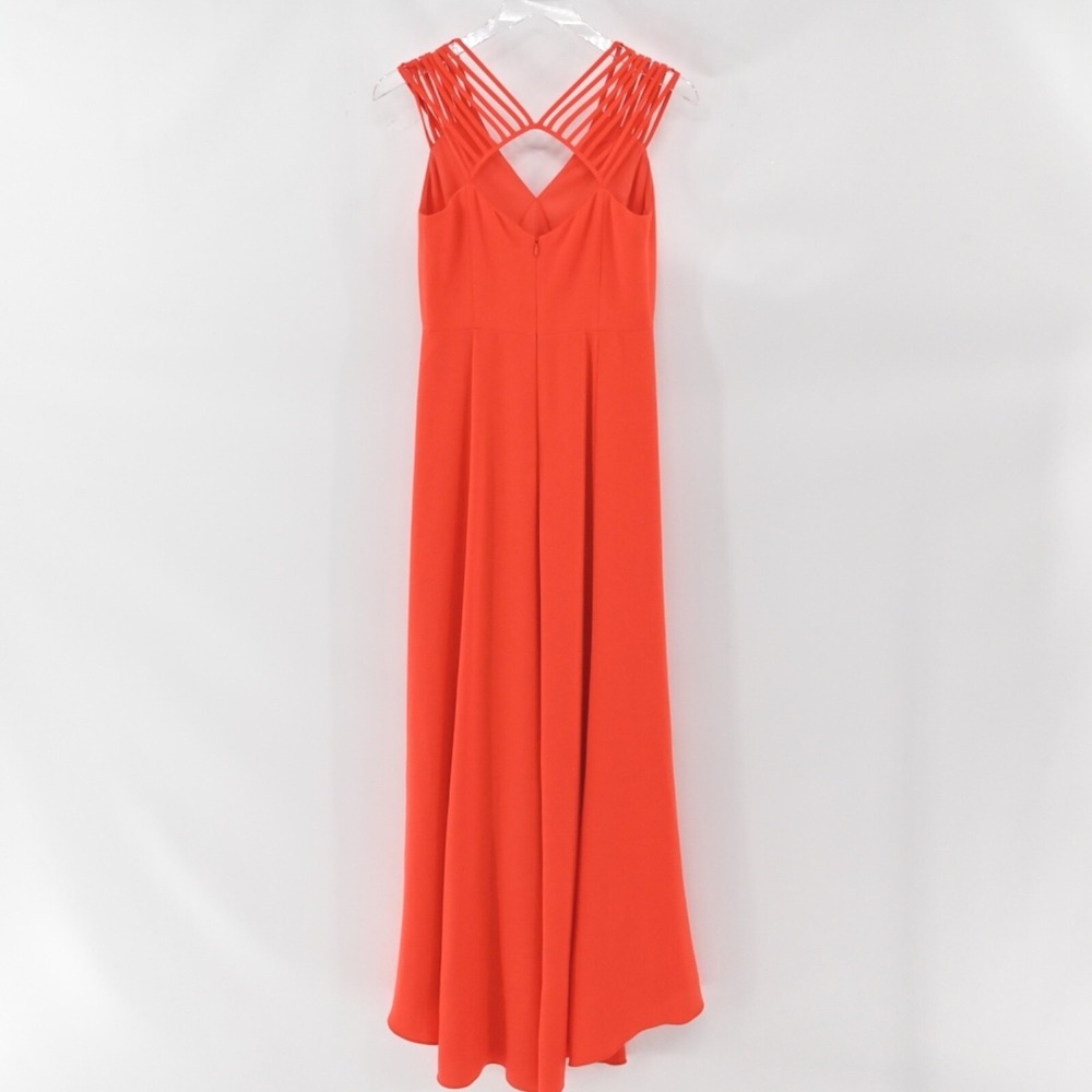 HALSTON HERITAGE Orange High Low Dress Size 2 Glamorous Formal Gown Elegant HOCO - Picture 3 of 12